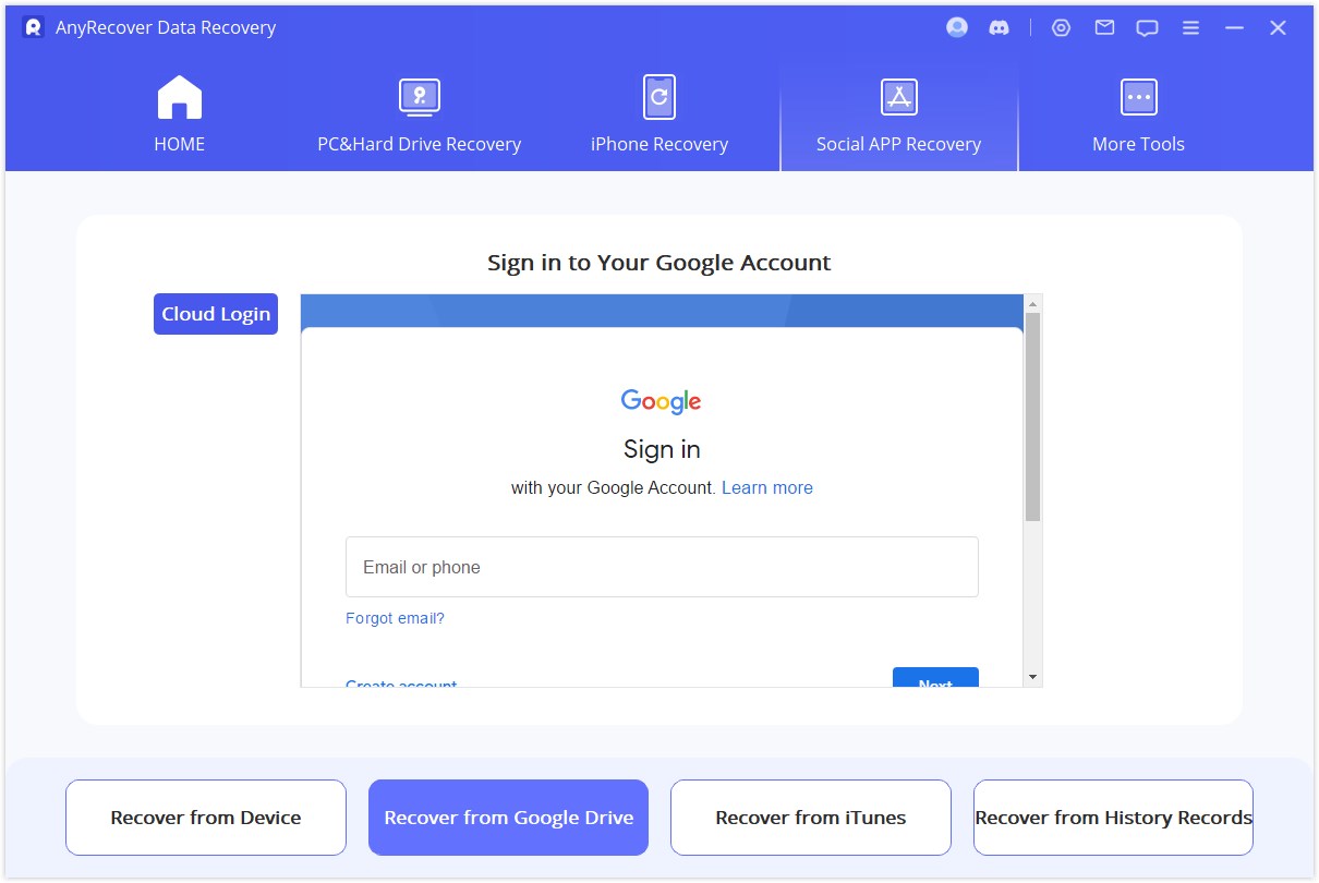 log in google drive account