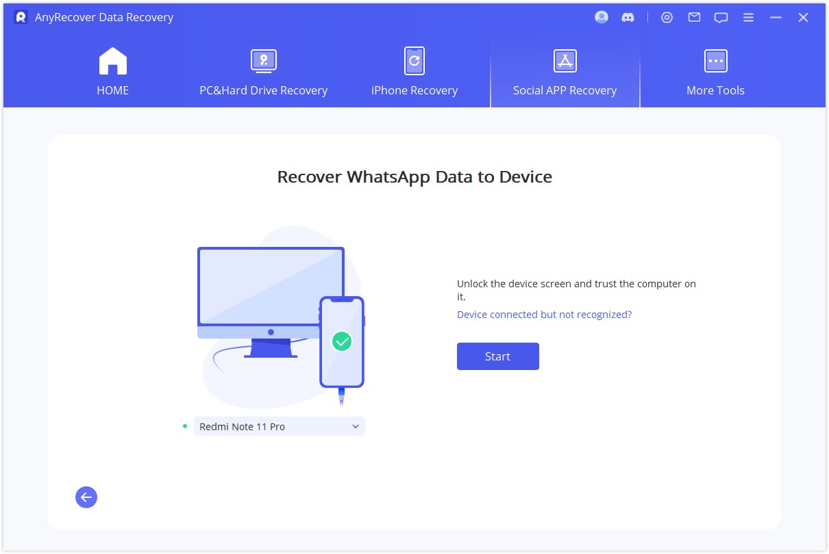 recover WhatsApp data to iOS/Android device