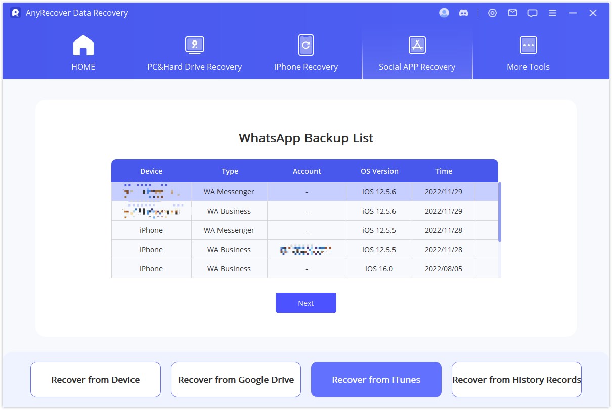 WhatsApp data from iTunes backup