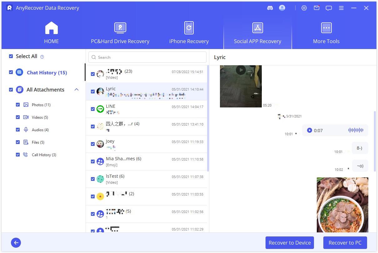 preview and select where to save restored data iPhone
