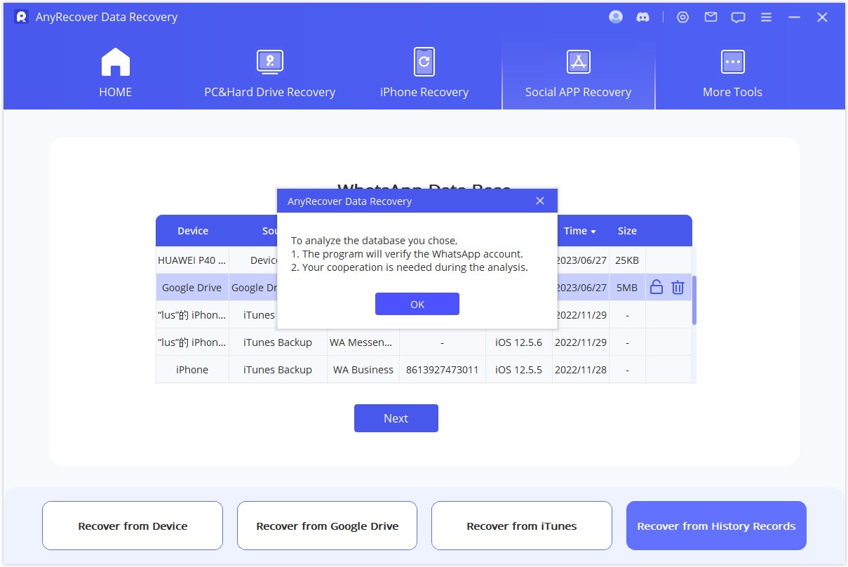 grant the permission before anyrecover analyze