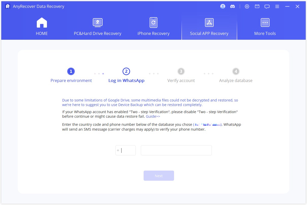 verify WhatsApp information from Google Drive mode