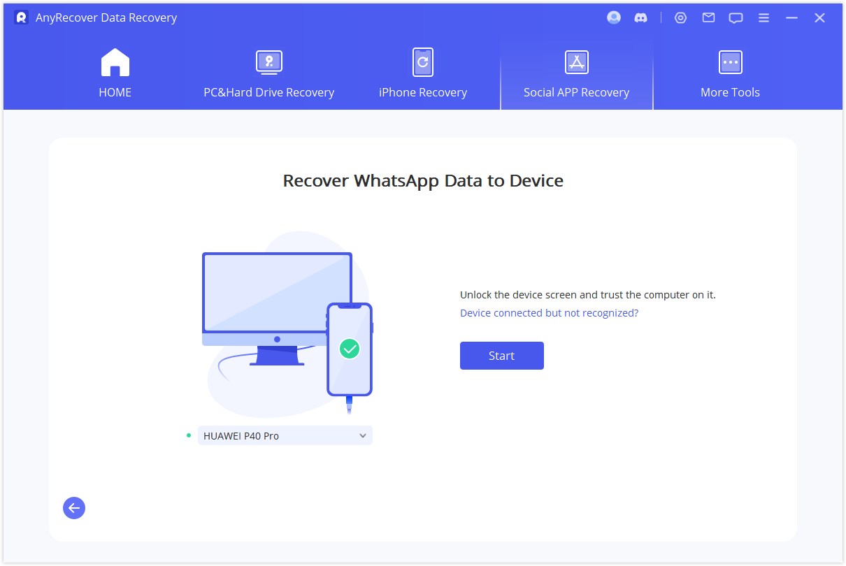 recover WhatsApp data to device