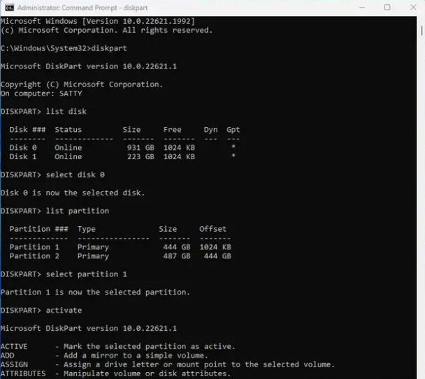 activate system partition