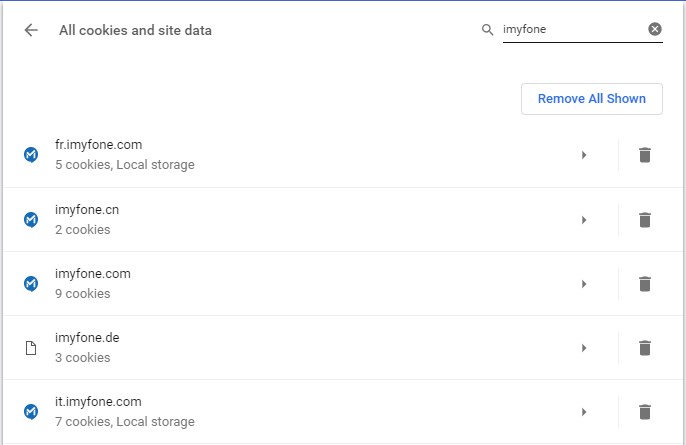 all cookies site data