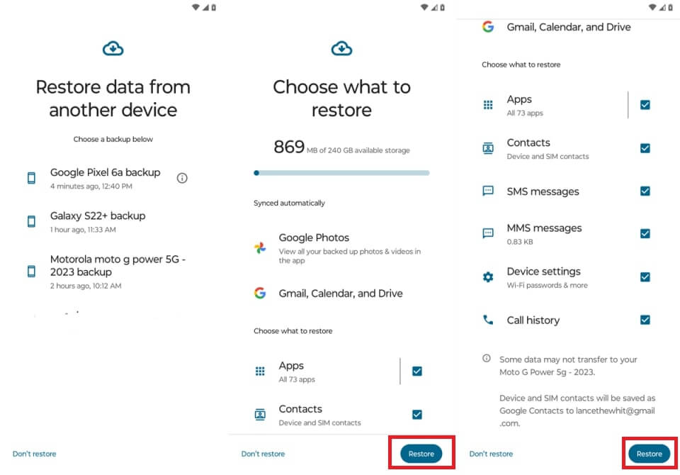 restore android data from backups