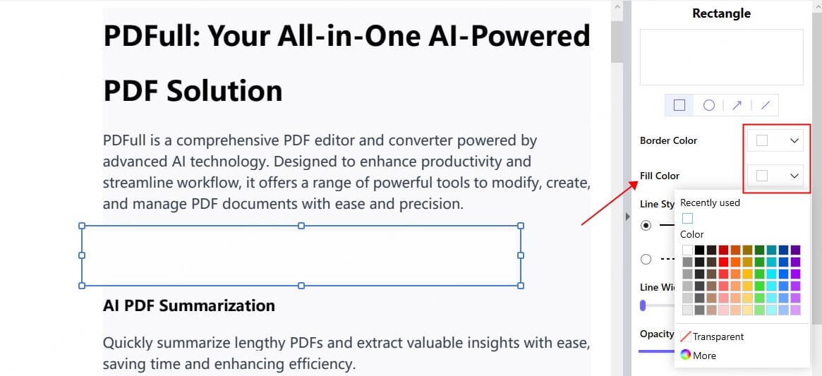 change border color and fill color to white