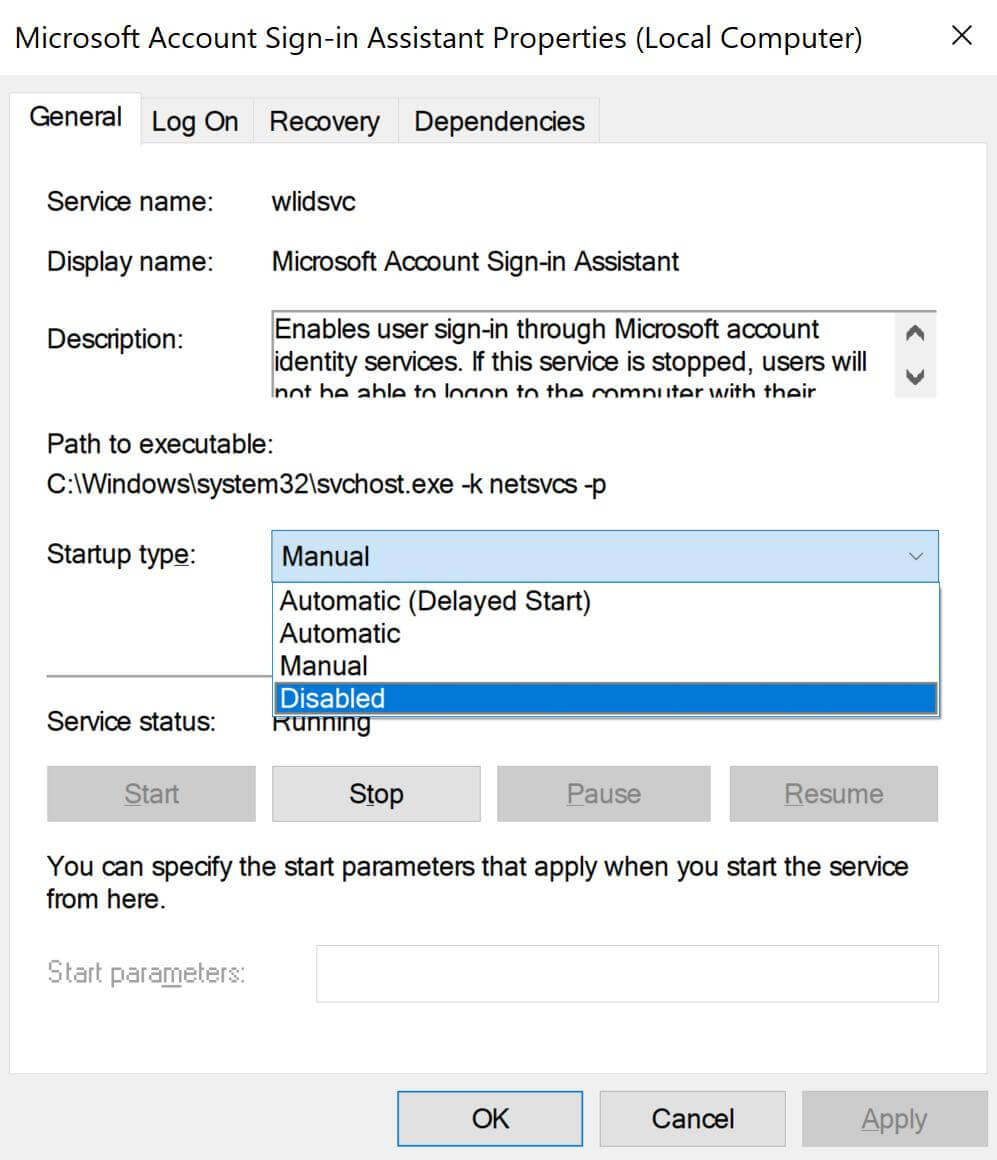 disable sign in assistant to fix autopilot.dll wil error was reported
