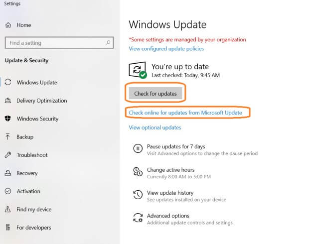 check for windows updates