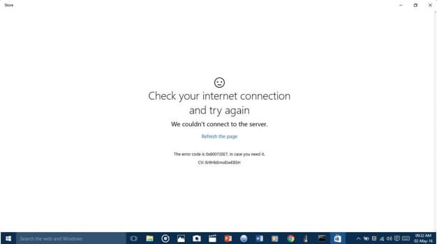 check your internet connection