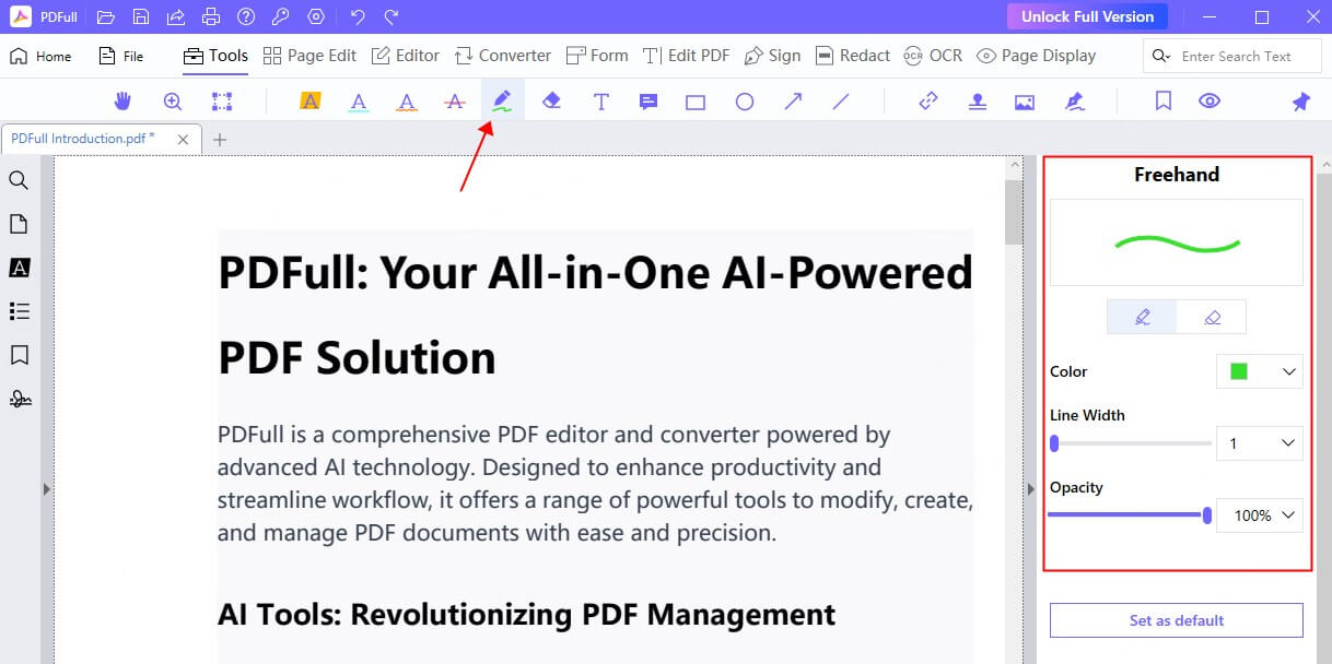 choose and customize freehand pen