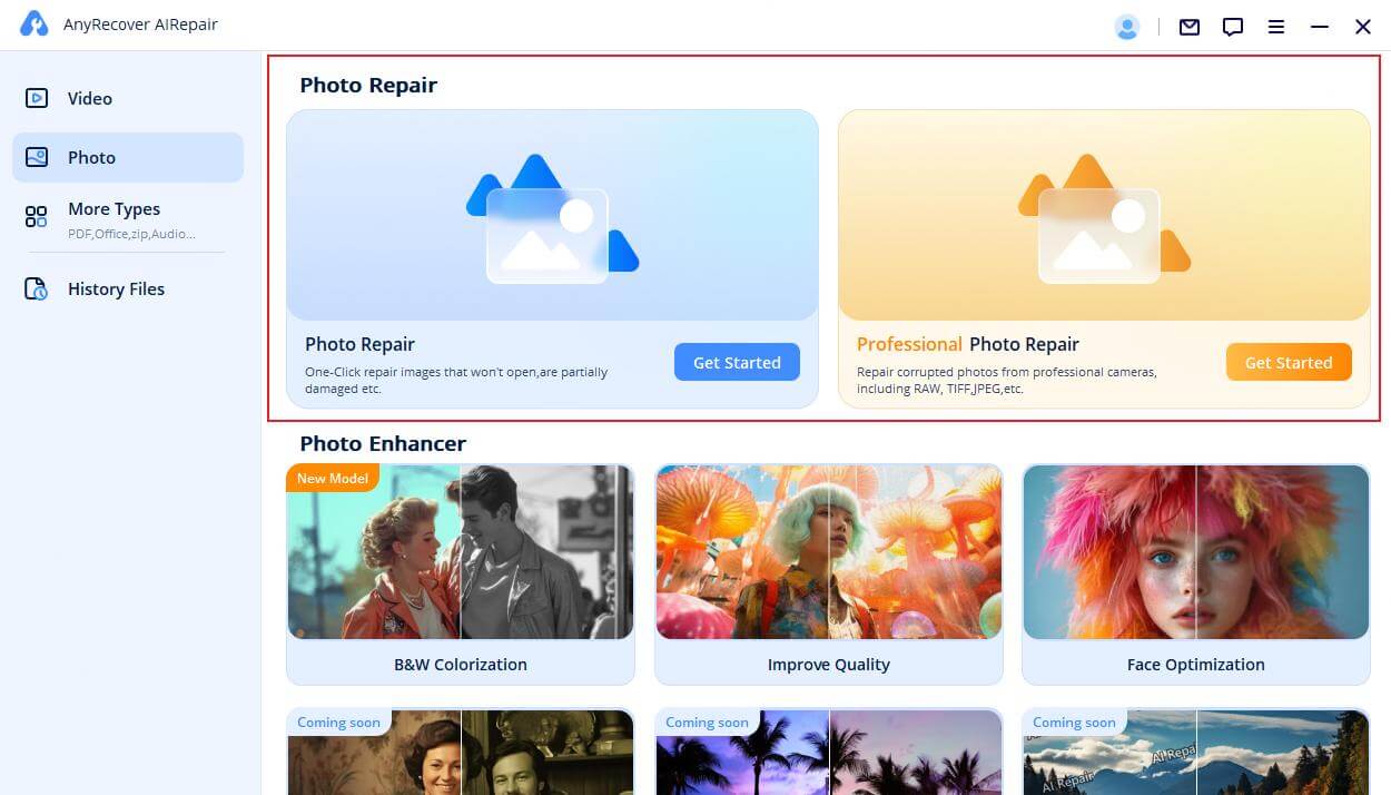 choose photo repair mode