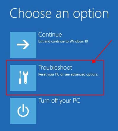 choose troubleshoot