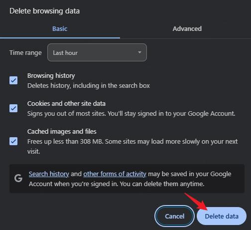 Clearing browser cache