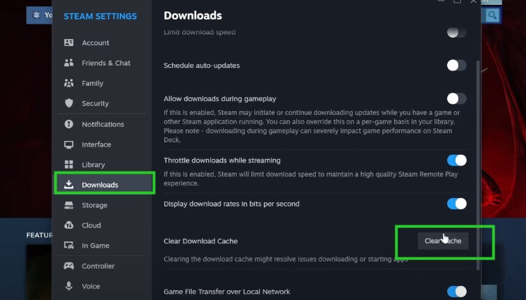 steam clear download cache