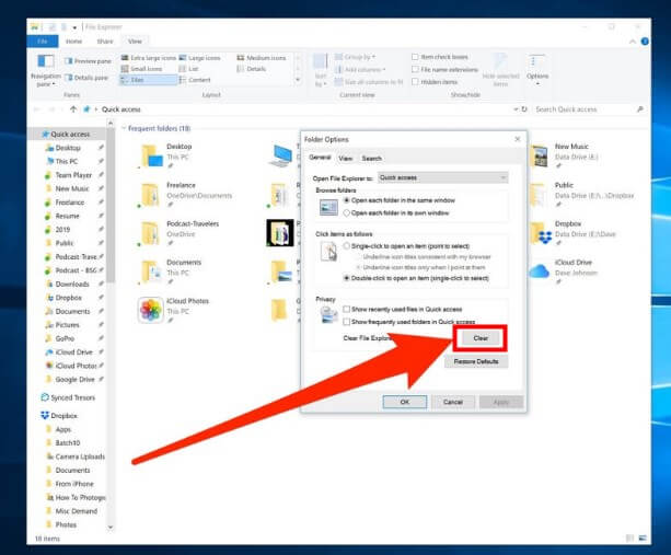 clear file explorer history