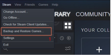 click backup and restore game