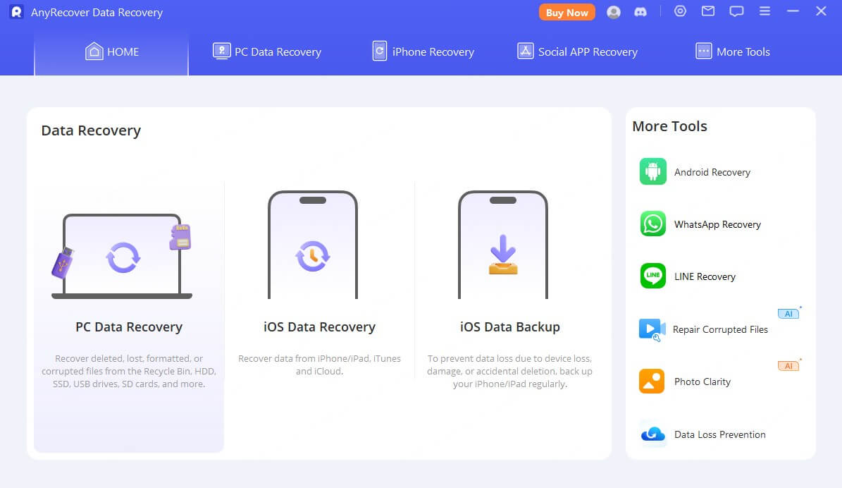 choose your desired data recovery
