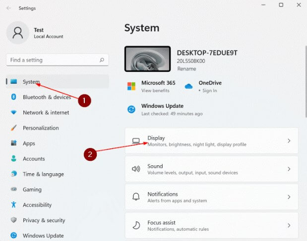 click the system icon
