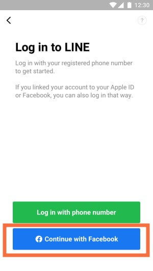 sign up LINE with Facebook