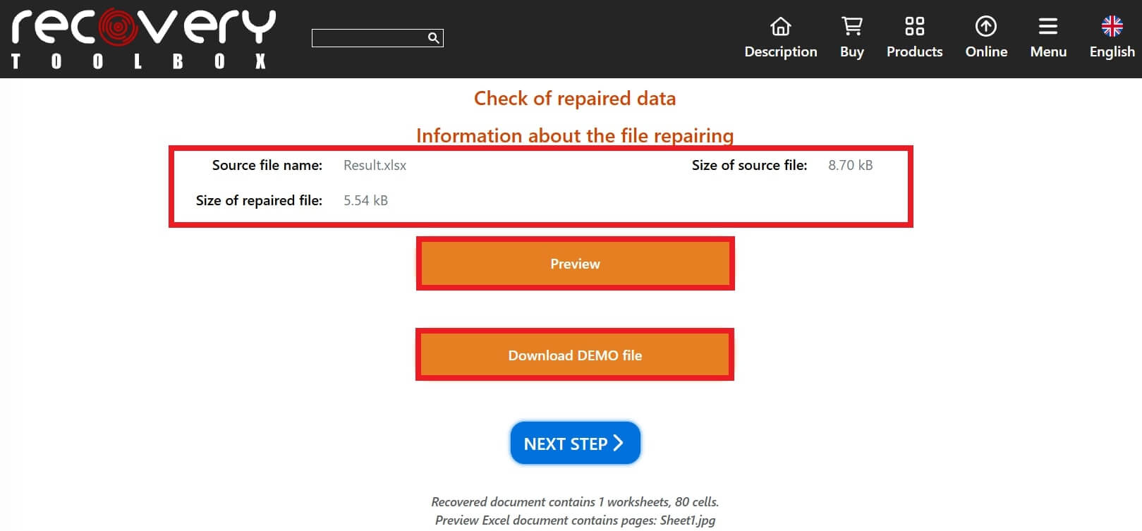 download repaired excel file online