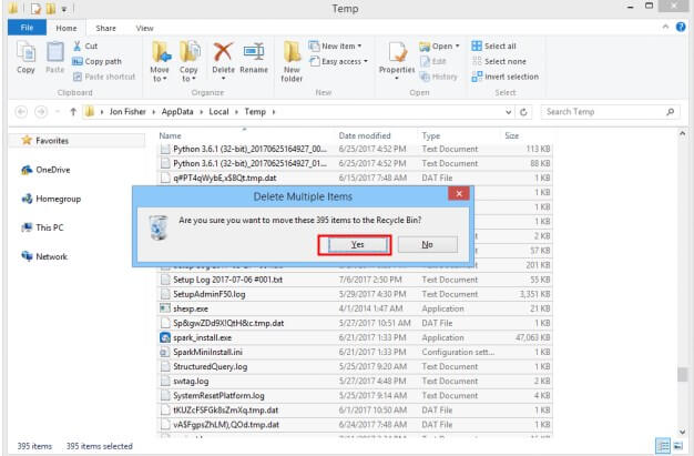 delete all files and folders