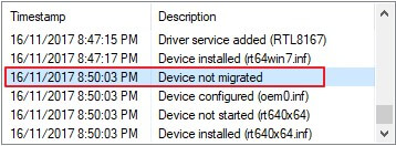 device not migrated