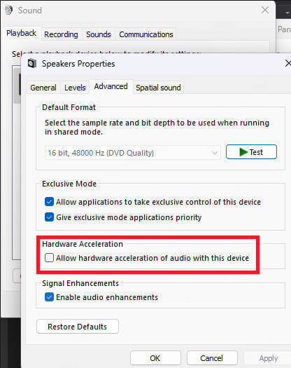disable hardware acceleration 1
