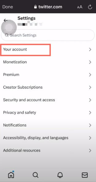 select your account