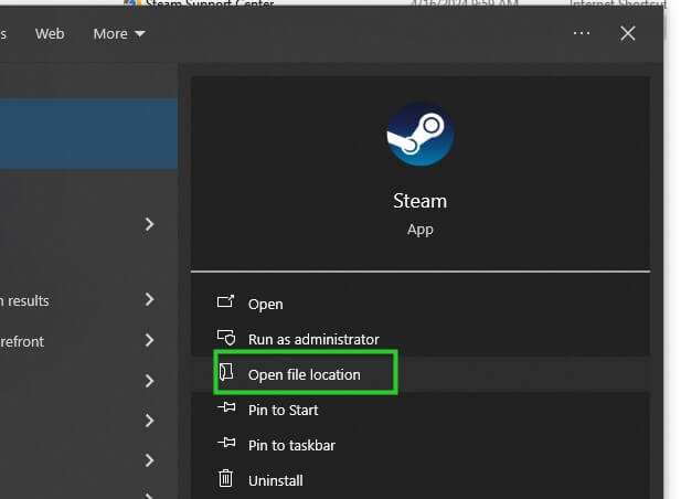 steam open file location