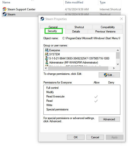 check write permission