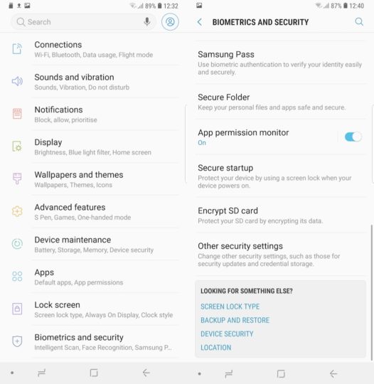 encrypt sd card Samsung galaxy note 9