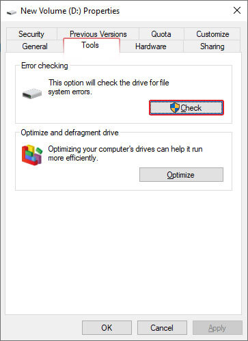 error checking on windows