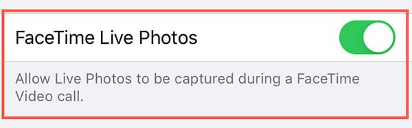 turn on the facetime live photos