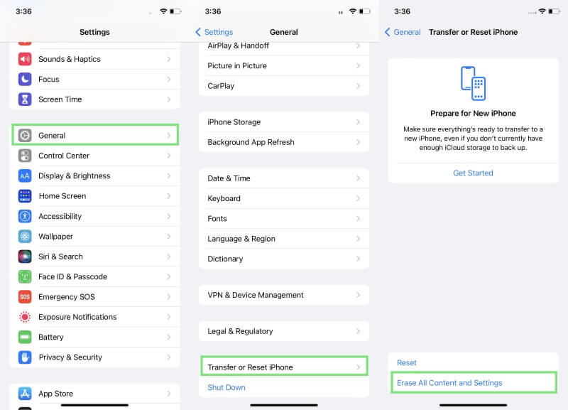 factory reset iPhone