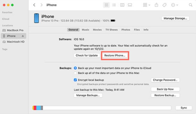 restore iphone in itunes