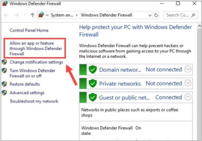 go to your firewall settings