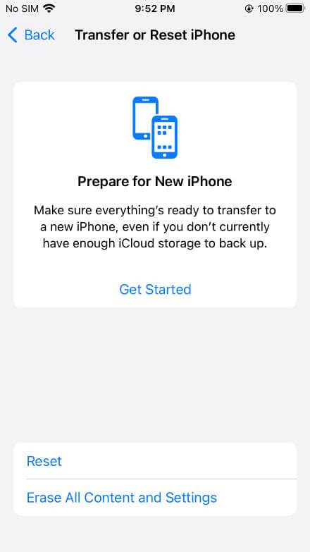 factory reset iphone