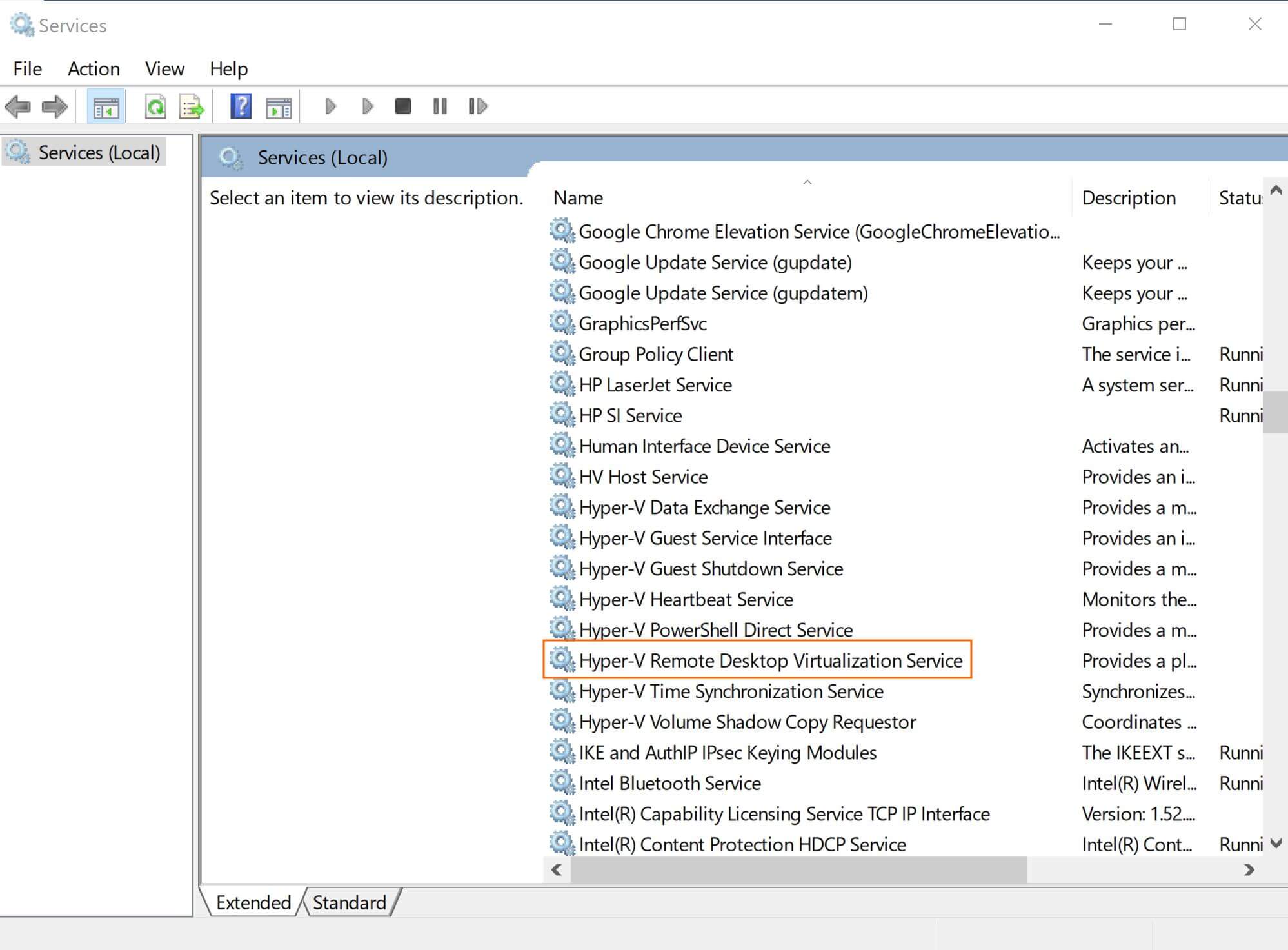 restart hyper v service
