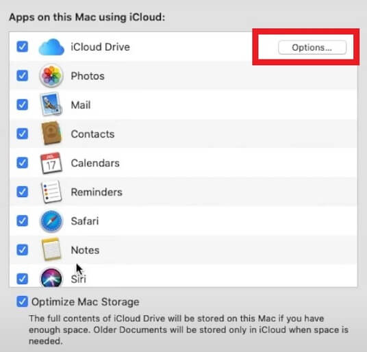 icloud drive options on mac