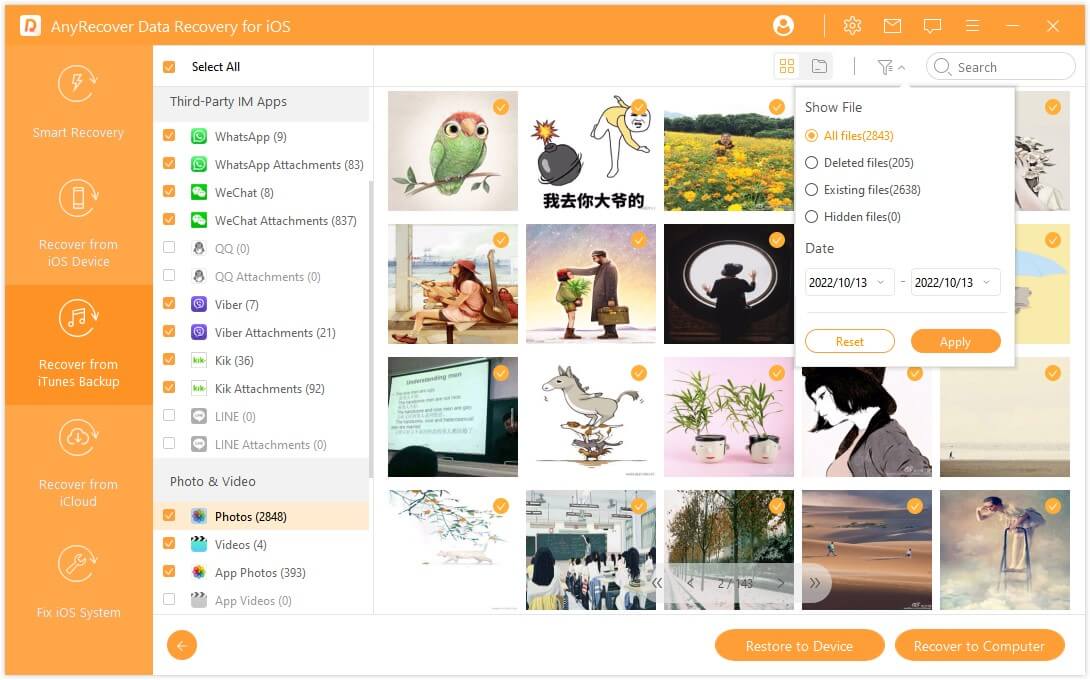  preview and choose the messages to recover