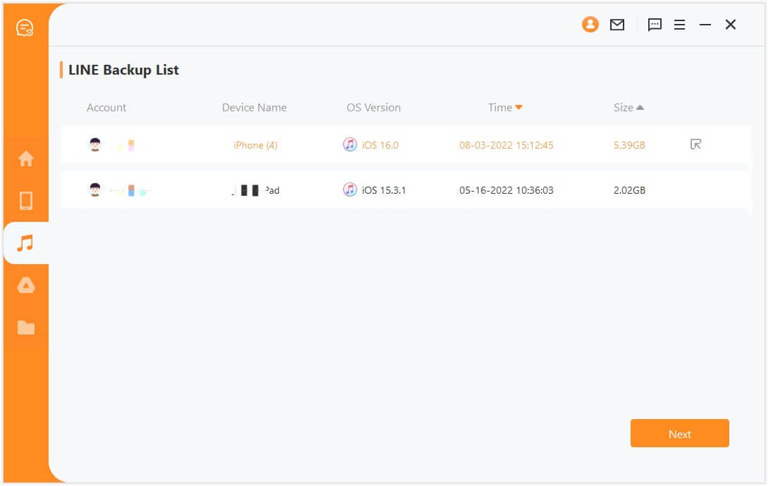 load and select iTunes backup