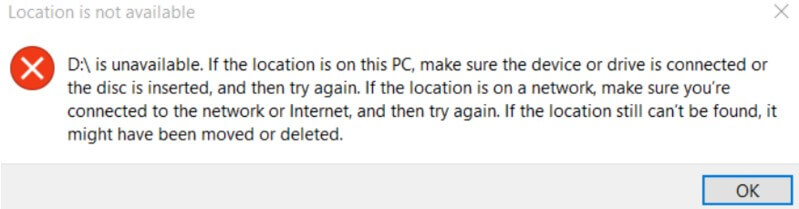 location is not available windows 10