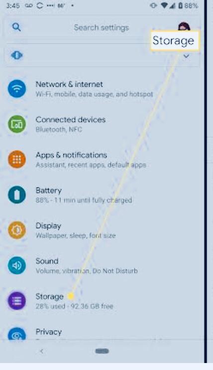 manage storage on android