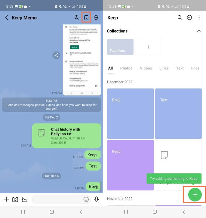 save items from Keep Memo in Keep