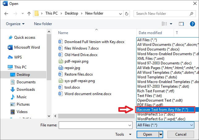 open text recovery converter