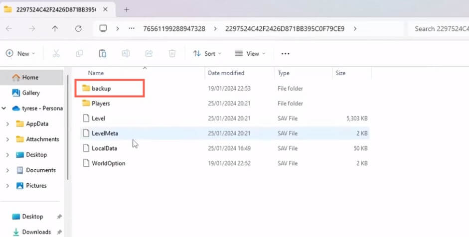 restore palworld corrupted character save file