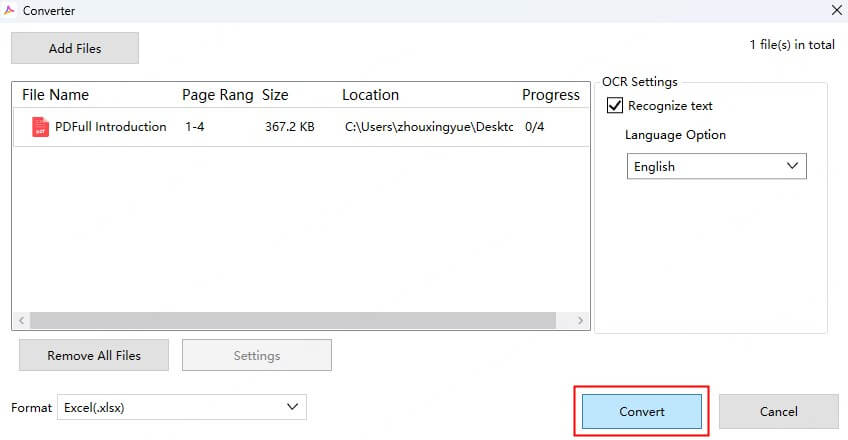 click convert to start