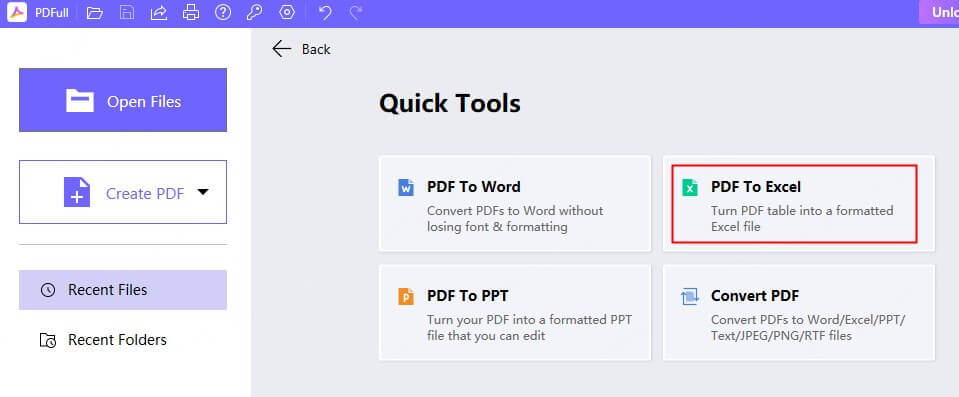 select pdf to excel tool