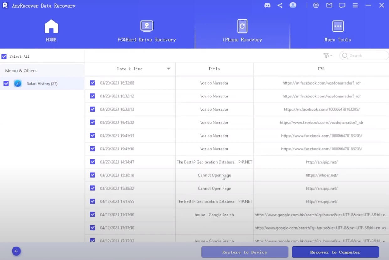 preview safari history